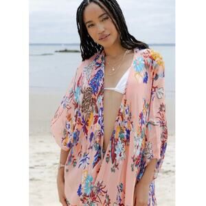 NWOT SAACHI Lasdon Floral Kimono in Light Pink SZ O/S